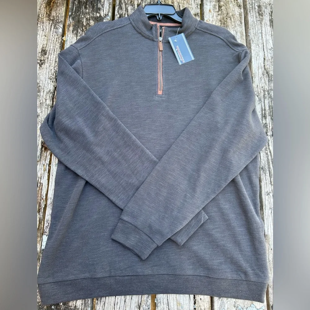 NWT Roundtree & Yorke Mens Gray 1/4 Zip Long Sleeve Pullover Size XLT - Picture 3 of 4